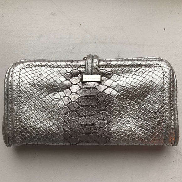 Elle Tahari Silver Metallic Evening Clutch - Picture 2 of 6